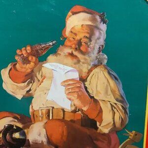 Vintage Coca Cola Santa Claus “Can’t Beat The Feeling” Metal Christmas Tray